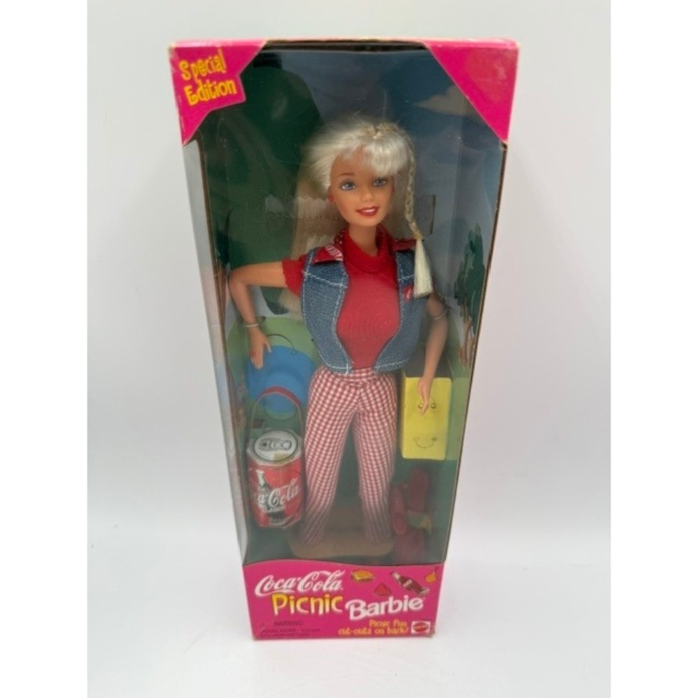 Coca-Cola Picnic Barbie Doll Special Edition 1997 Mattel 19626 Gingham Denim NEW